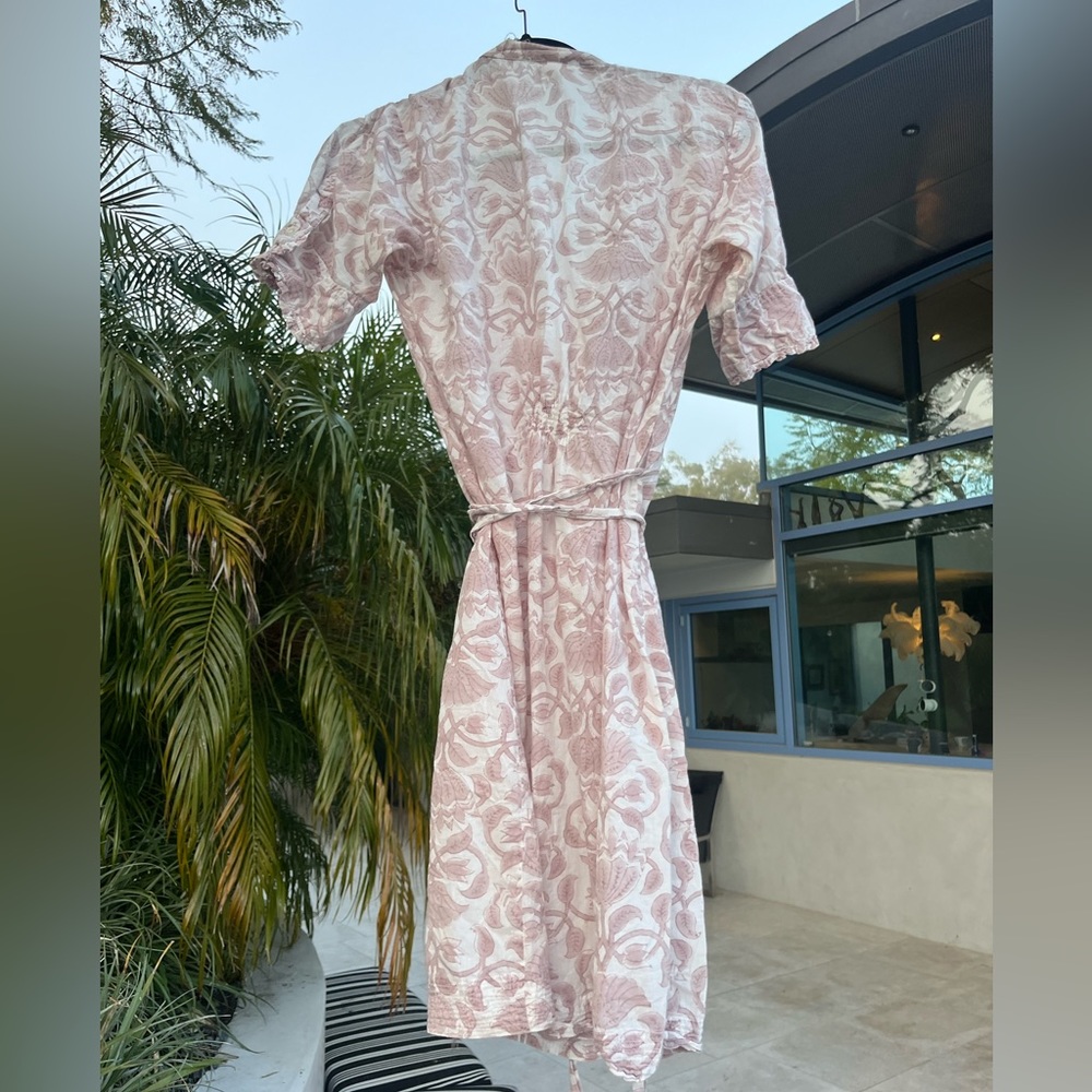 Kerry cassill wrap dress Indian cotton pink white